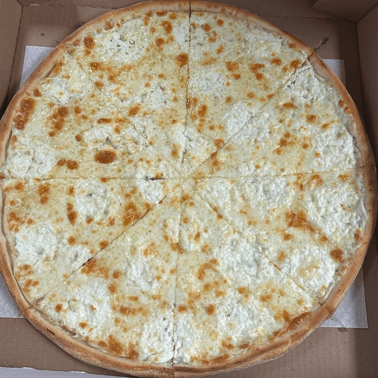 Savor our white pizza