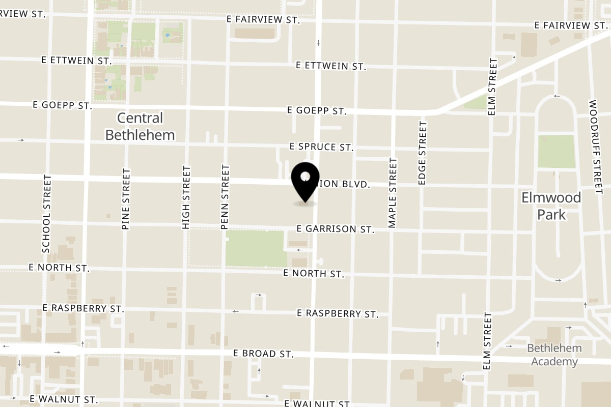 Map showing the location of Familia Pizza on 739 Linden St in Bethlehem